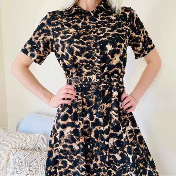 WALTER BAKER Leopard-print crepe shirt midi dress - Picture 2 of 12